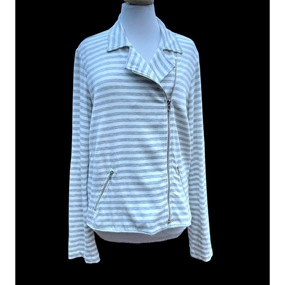 Majestic Filatures Striped Moto Jacket-Teeshirt French Touch/Soft Touch- Sz 5/XL